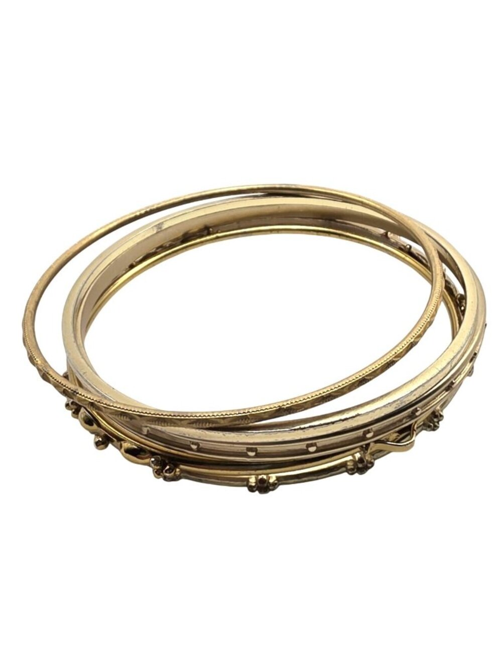 Set Of 5 Gold-Tone Metal Bangles Bracelets Lot Womens fashion Jewelry